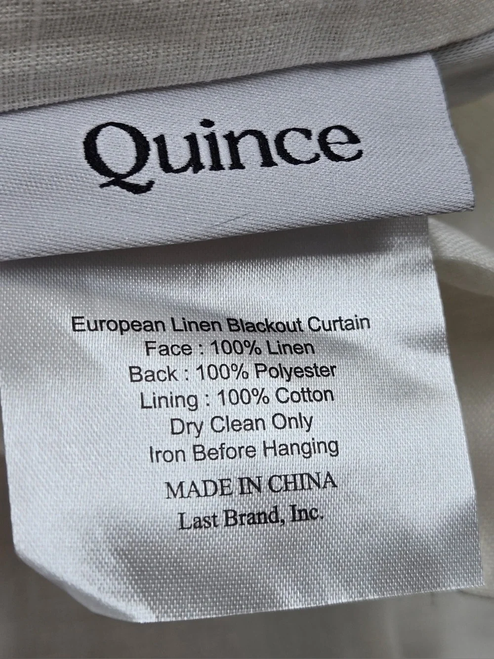 QUINCE Set Of 2 48x108 European Linen True Blackout Curtains Cream 0413